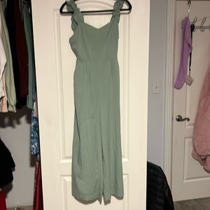 long spring-time, pale green jumpsuit